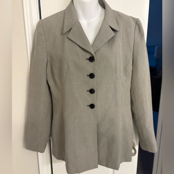 Kasper ASL Womens Black White Houndstooth Check Blazer Coat - Picture 1 of 2